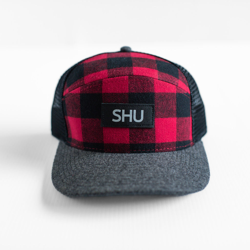 SHU Premium Adjustable Tradesman Hat RED BUFFALO PLAID