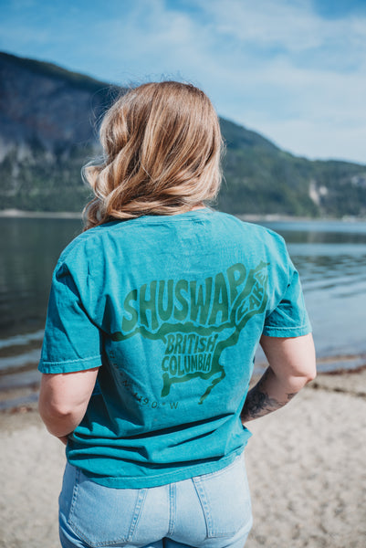 Shuswap Lake Map Retro unisex T-Shirt (NEW!)