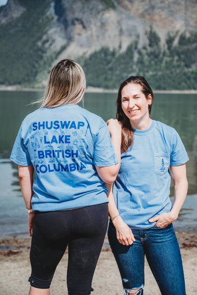 Shuswap Lake British Columbia Unisex Retro Pocket Tshirt (NEW COLOUR!)