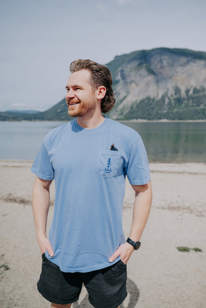 Shuswap Lake British Columbia Unisex Retro Pocket Tshirt (NEW COLOUR!)