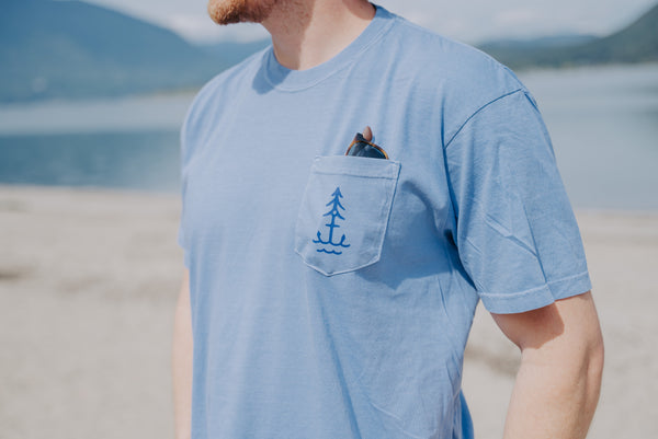 Shuswap Lake British Columbia Unisex Retro Pocket Tshirt (NEW COLOUR!)