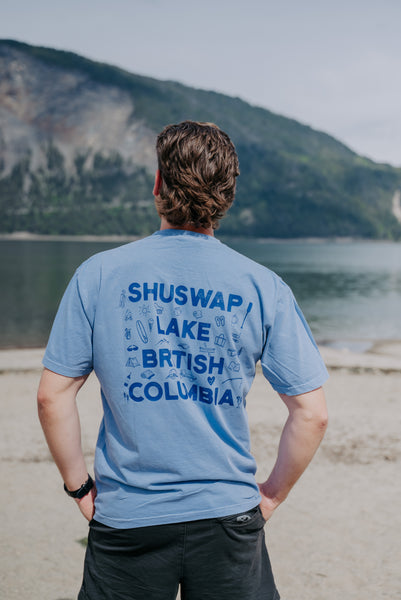 Shuswap Lake British Columbia Unisex Retro Pocket Tshirt (NEW COLOUR!)