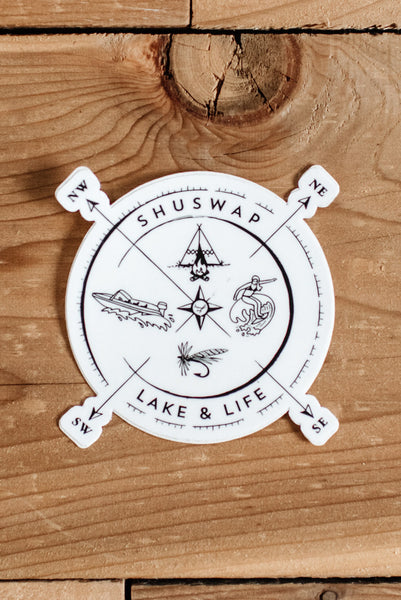 Shuswap Summer Compass Kiss Cut Sticker