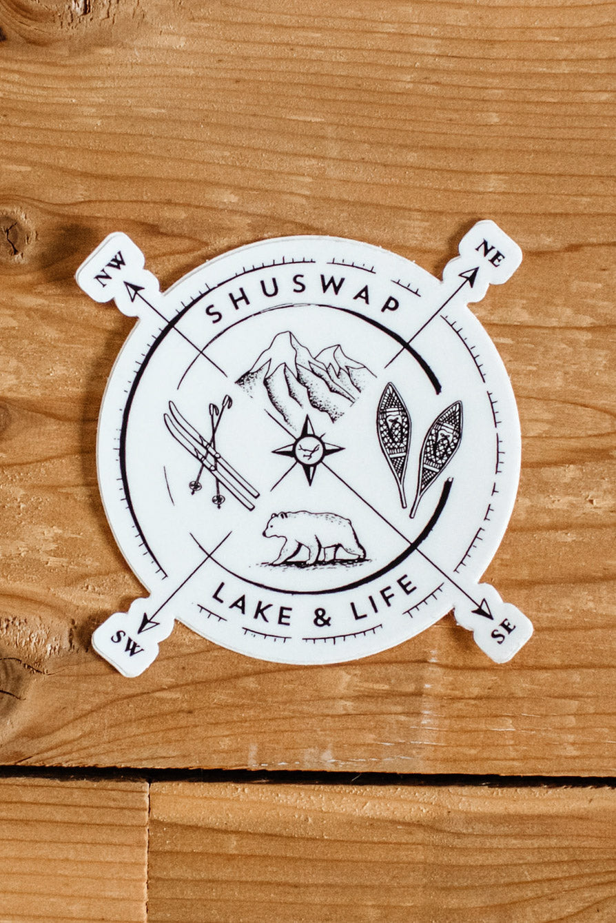 Shuswap Winter Compass Kiss Cut Sticker
